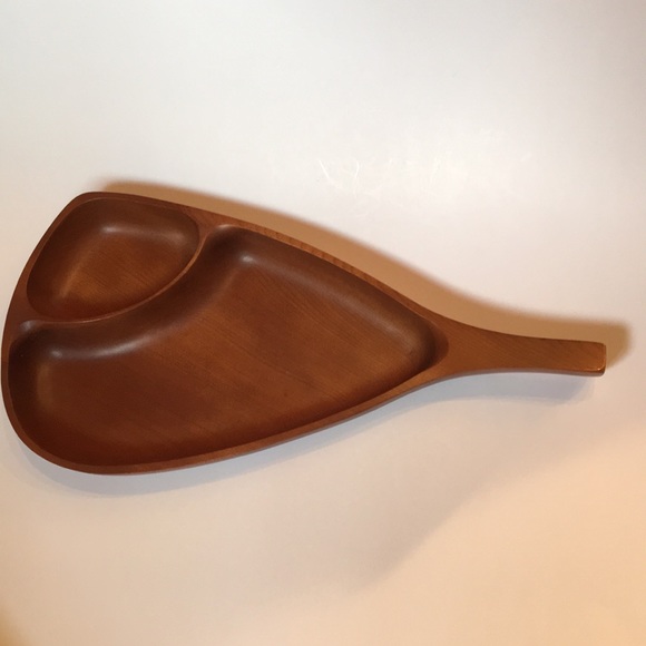 Vintage Mid Century Divider Dish Suzuki Wood Japan - Picture 3 of 9